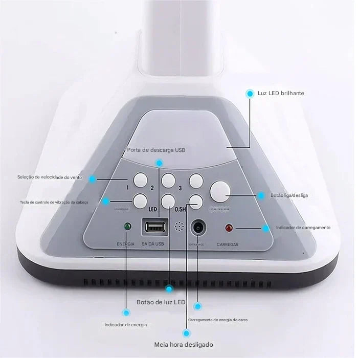 Ventilador de Pedestal de 16 Polegadas com Energia Solar, Velocidade Ajustável e Funcionamento Silencioso