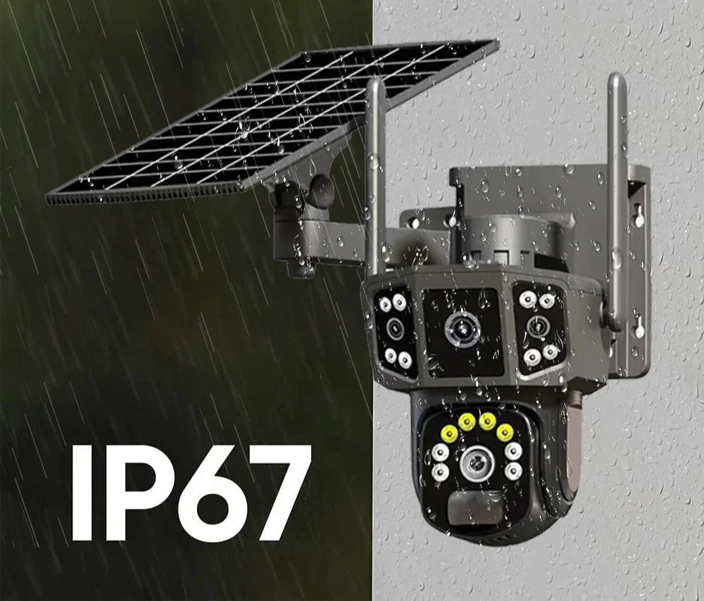 Câmera de Segurança 4G com Painel Solar 3 Lentes Resolução HD 1080 Pro